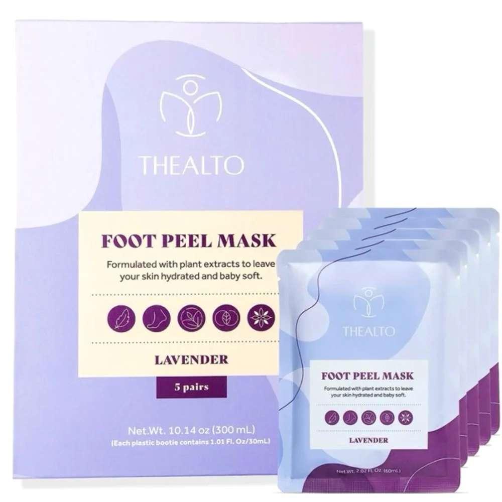 Thealto - Foot Peel Mask Set | 5 Pairs of Lavender Scented Foot Masks | Home Spa